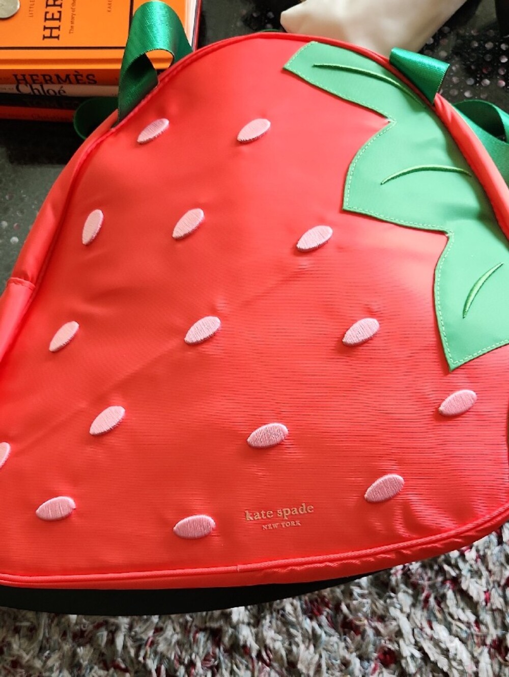 kate spade Strawberry Tote in Red and Green - Picture 3 of 4